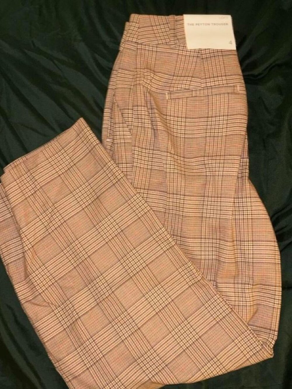 LOFT Brown Beige Plaid Pants Size 4 New With Tags